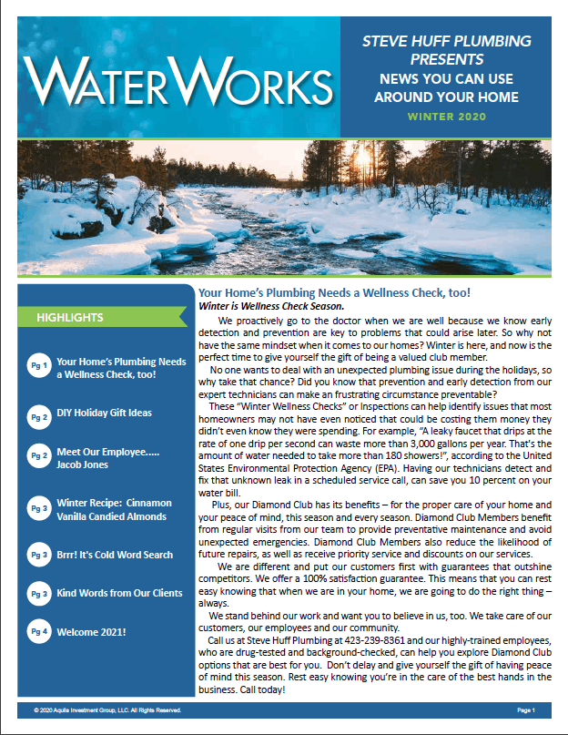 Image of WaterWorks newsletter from Winter 2020